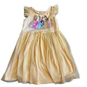 Disney Gold Princess Dress with Ruffled Sleeves Sz 5/6 Yellow Nightgown Sleep
